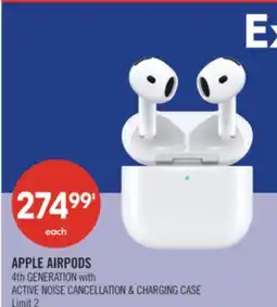 Shoppers Drug Mart APPLE AIRPODS 4th GENERATION with ACTIVE NOISE CANCELLATION & CHARGING CASE offer