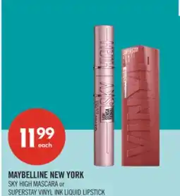 Shoppers Drug Mart MAYBELLINE NEW YORK SKY HIGH MASCARA or SUPERSTAY VINYL INK LIQUID LIPSTICK offer
