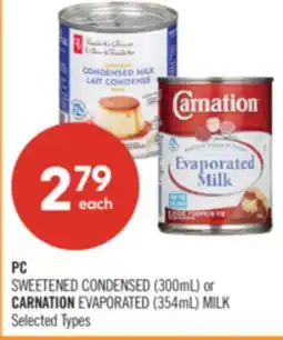 Shoppers Drug Mart PC SWEETENED CONDENSED (300mL) or CARNATION EVAPORATED (354mL) MILK offer
