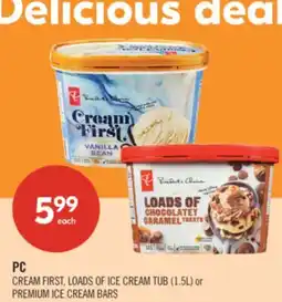 Shoppers Drug Mart PC CREAM FIRST, LOADS OF ICE CREAM TUB (1.5L) or PREMIUM ICE CREAM BARS offer