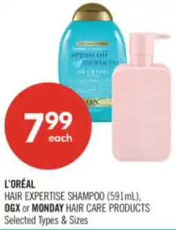 Shoppers Drug Mart L'ORÉAL HAIR EXPERTISE SHAMPOO (591mL), OGX or MONDAY HAIR CARE PRODUCTS offer