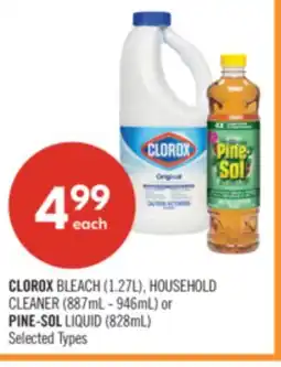 Shoppers Drug Mart CLOROX BLEACH (1.27L), HOUSEHOLD CLEANER (887mL - 946mL) or PINE-SOL LIQUID (828mL) offer