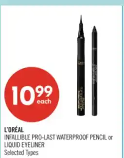 Shoppers Drug Mart L'ORÉAL INFALLIBLE PRO-LAST WATERPROOF PENCIL or LIQUID EYELINER offer