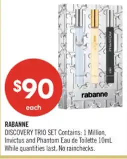 Shoppers Drug Mart RABANNE DISCOVERY TRIO SET Contains: 1 Million, Invictus and Phantom Eau de Toilette 10mL offer