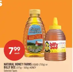 Shoppers Drug Mart NATURAL HONEY FARMS LIQUID (750g) or BILLY BEE (375g - 500g) HONEY offer