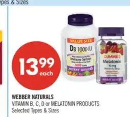 Shoppers Drug Mart WEBBER NATURALS VITAMIN B, C, D or MELATONIN PRODUCTS offer