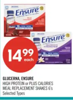 Shoppers Drug Mart GLUCERNA, ENSURE HIGH PROTEIN or PLUS CALORIES MEAL REPLACEMENT SHAKES offer
