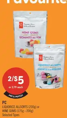 Shoppers Drug Mart PC LIQUORICE ALLSORTS (200g) or WINE GUMS (175g - 200g) offer