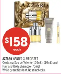 Shoppers Drug Mart AZZARO WANTED 3-PIECE SET Contains: Eau de Toilette (100mL), (10mL) and Hair and Body Shampoo (75mL) offer