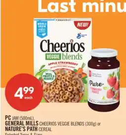 Shoppers Drug Mart PC JAM (500mL), GENERAL MILLS CHEERIOS VEGGIE BLENDS (300g) or NATURE'S PATH CEREAL offer