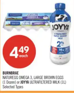 Shoppers Drug Mart BURNBRAE NATUREGG OMEGA 3, LARGE BROWN EGGS (1 Dozen) or JOYYA ULTRAFILTERED MILK (1L) offer