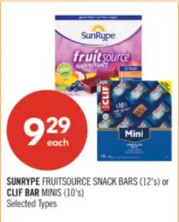 Shoppers Drug Mart SUNRYPE FRUITSOURCE SNACK BARS (12's) or CLIF BAR MINIS (10's) offer