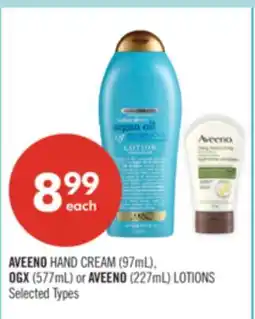 Shoppers Drug Mart AVEENOHAND CREAM (97mL), OGX(577mL) or AVEENO (227mL) LOTIONS offer