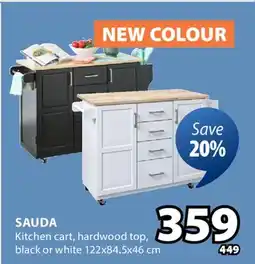 JYSK SAUDA Kitchen cart hardwood top black or white offer