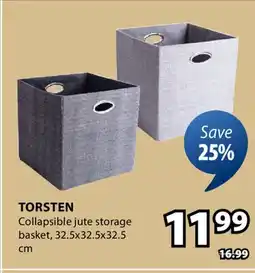 JYSK TORSTEN Collapsible jute storage basket offer