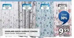 JYSK VEIERLAND/ BIRCH/ GUDRUN/ CANORA Shower curtain 100% polyester offer