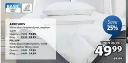 JYSK ARRESKOV TWIN DUVET White duck offer