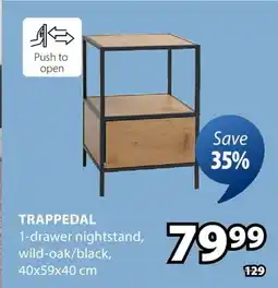 JYSK TRAPPEDAL 1-drawer nightstand wild - oak/black offer