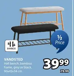 JYSK VANDSTED Hall bench, bamboo frame, grey or black offer