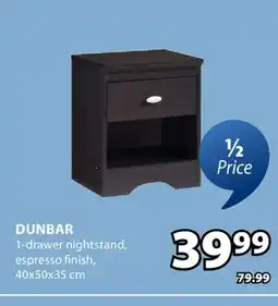 JYSK DUNBAR 1-drawer nightstand offer