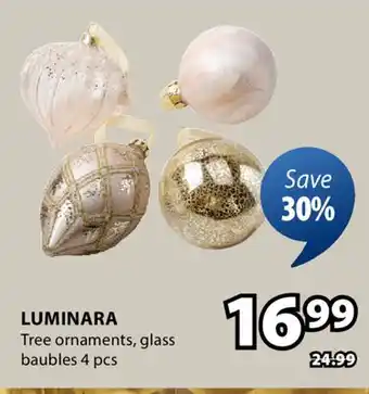 JYSK LUMINARA Tree ornaments, glass baubles offer