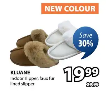 JYSK KLUANE Indoor slipper, faux fur lined slipper offer