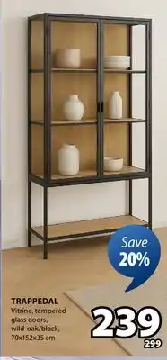 JYSK TRAPPEDAL Vitrine, tempered glass doors offer