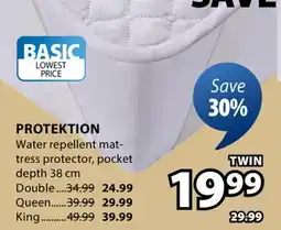 JYSK PROTEKTION Water repellent mat- tress protector offer