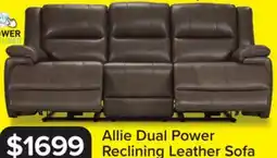 Leon's Allie Leather Dual Power Reclining Sofa - Mocha offer