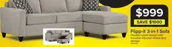 Leon's Flipp-it Sofa with Reversible Chaise/Ottoman - Platinum offer