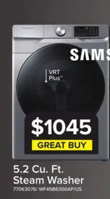 Leon's Samsung Platinum Steam Front Load Washer (5.2 cu. ft.) - WF45B6300AP/US offer