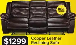 Leon's Cooper Leather Reclining Sofa - Brown offer