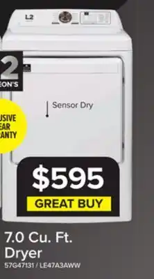 Leon's L2 White Electric Dryer (7.0 Cu.ft) - LE47A3AWW offer