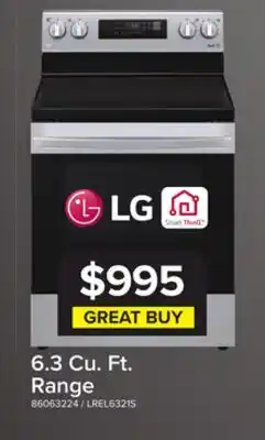 Leon's LG Stainless Steel 6.3 cu ft. Electric ThinQ Range with EasyClean -LREL6321S offer