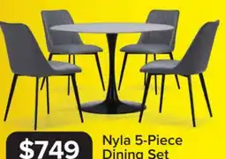 Leon's Nyla 5-Piece Sintered Stone Round Dining Set - White, Black, Grey offer