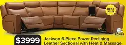 Leon's Jackson Leather 6-Piece Power Reclining Sectional with Heat and Massage - Butternut offer