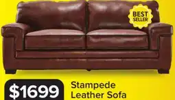 Leon's Stampede Leather Sofa - Chestnut offer