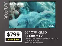 Leon's Samsung 65 4K Smart Q7F QLED TV - QN65Q7FAAFXZC offer