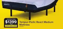 Leon's Tempur-Pedic React 2.0 Medium Twin Mattress 10 inches offer