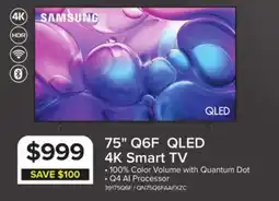Leon's Samsung 75 4k Smart Q6F QLED TV - QN75Q6FAAFXZC offer