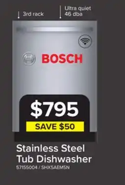 Leon's Bosch Stainless Steel Anti Fingerprint 24 Smart Dishwasher with Home Connect, Third Rack - SHX5AEM5N offer