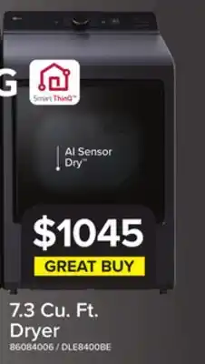 Leon's LG Matte Black Electric Dryer with EasyLoad Door (7.3 cu.ft) - DLE8400BE offer