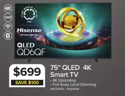 Leon's Hisense 75 4K Smart QLED TV - 75QD6QF offer