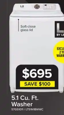 Leon's L2 White Top Load Electric Washer (5.1 Cu.ft ) - LT51N1BWWC offer