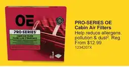 PartSource PRO-SERIES OE Cabin Air Filters offer