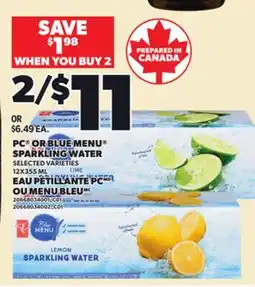 Independent City Market PC OR BLUE MENU SPARKLING WATER, 12X355 ML offer