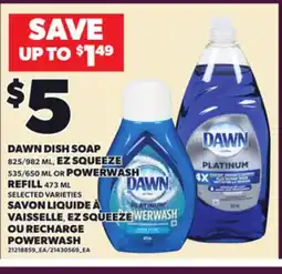 Independent City Market DAWN DISH SOAP, 825/982 ML EZ SQUEEZE, 825/982 POWERWASH, 535/650 ML OR POWERWASH REFILL, 473 ML offer