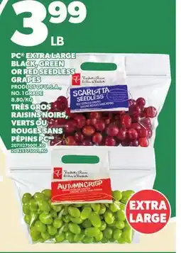 Independent City Market PC EXTRA LARGE BLACK, GREEN BLACK, GREEN OR RED SEEDLESS OR RED SEEDLESS GRAPES, 8.80/KG offer