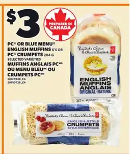 Independent City Market PC OR BLUE MENU ENGLISH MUFFINS, 6' S OR PC CRUMPETS, 284 284 G offer