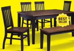 Leon's Caylie Noir 7-Piece Dining Set - Ebony, Driftwood offer